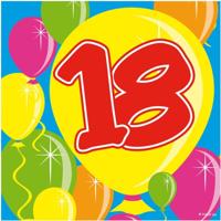 Servetten 18 jaar - 40x -33 x 33 cm - ballonnen feest print - leeftijd themafeest Servetten 18 jaar - 40x -33 x 33 cm - ballonnen feest print - leeftijd themafeest