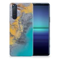 Sony Xperia 5II | TPU | Siliconen hoesje | Marble Blue Gold