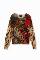 Gebreid vest in tropical stijl - BROWN - L