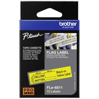 Brother FLe-6511 Labeltape gelamineerde kabeletiketten Tapekleur: Geel Tekstkleur: Zwart - thumbnail