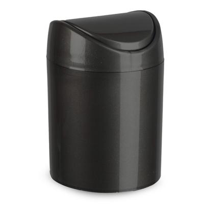 Plasticforte Mini prullenbakje met klepdeksel - antraciet - 1,4L - 17 cm