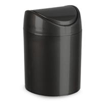Plasticforte Mini prullenbakje met klepdeksel - antraciet - 1,4L - 17 cm