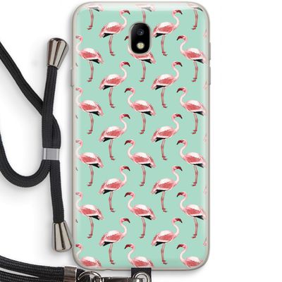 Flamingoprint groen: Samsung Galaxy J7 (2017) Transparant Hoesje met koord