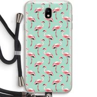 Flamingoprint groen: Samsung Galaxy J7 (2017) Transparant Hoesje met koord