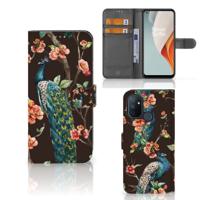 OnePlus Nord N100 | Telefoonhoesje | Met pasjeshouder | Pauw met Bloemen