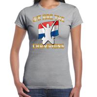 Verkleed T-shirt voor dames - Nederland - grijs - voetbal supporter - themafeest