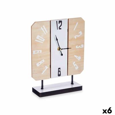 Tafelklok Wit Metaal Hout MDF 22 x 28 x 7 cm (6 Stuks)