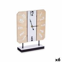Tafelklok Wit Metaal Hout MDF 22 x 28 x 7 cm (6 Stuks)