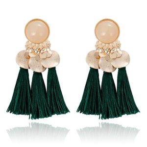 Tassel Oorbellen met Elegante Steen van Deja Jewels - Groen