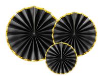 Decoratieve Rozetten Zwart Met Gouden Rand (3st) - thumbnail