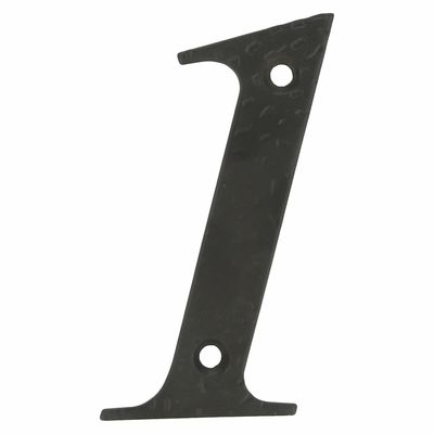AMIG Huisnummer 1 - massief gesmeed staal - 10cm - incl. bijpassende schroeven - zwart
