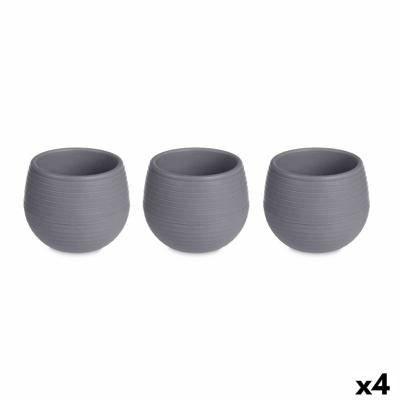 Pottenset Antraciet Plastic 16,5 x 16,5 x 14,5 cm (4 Stuks)