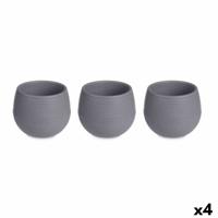 Pottenset Antraciet Plastic 16,5 x 16,5 x 14,5 cm (4 Stuks)