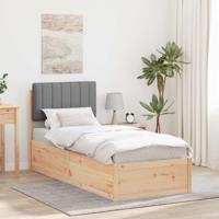 Bedframe met Gevoerd Hoofdgedeelte Lichtgrijs 75 x 190 cm