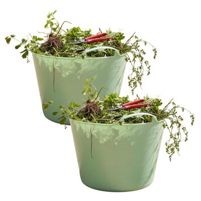 Flexibele kuip / emmer - 2x - mintgroen - 15 liter - kunststof - 35 x 28 cm - met handvatten