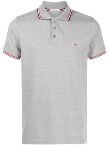 Moncler polo à bandes tricolores - Gris