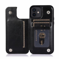 iPhone 12 Mini hoesje - Backcover - Pasjeshouder - Portemonnee - Kunstleer - Zwart - thumbnail