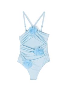 Monnalisa maillot de bain à appliqués fleurs - Bleu