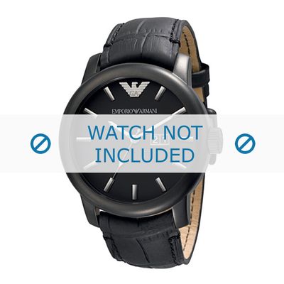 Horlogeband Armani AR0496 Leder Zwart 24mm
