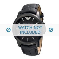 Horlogeband Armani AR0496 Leder Zwart 24mm