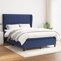 Boxspring met matras stof blauw 140x190 cm