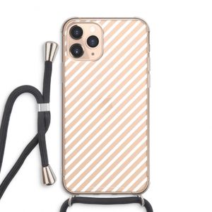 Strepen zwart-wit: iPhone 11 Pro Max Transparant Hoesje met koord