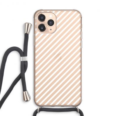 Strepen zwart-wit: iPhone 11 Pro Max Transparant Hoesje met koord