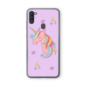 Roze eenhoorn: Samsung Galaxy A11 Transparant Hoesje