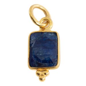 Edelsteen Hanger Saffier (gekleurd) Rechthoek - Zilver & Verguld - 8