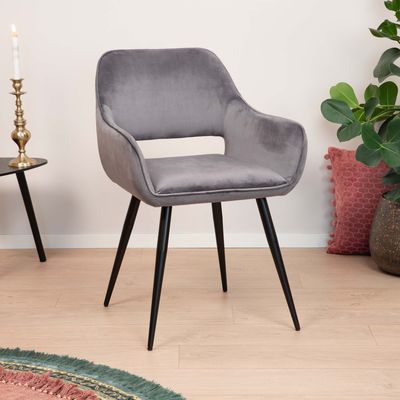 WOOOD Eetkamerstoel 'Jelle' Velvet, kleur Grijs