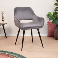 WOOOD Eetkamerstoel 'Jelle' Velvet, kleur Grijs