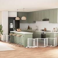 VidaXL Hondenhek inklapbaar met deur 12 panelen 600cm populierhout wit