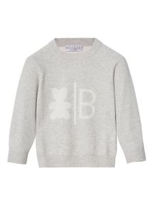 Brunello Cucinelli Kids pull en maille intarsia - Gris