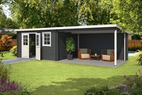 Outdoor Life Aida Blokhut 780x295 cm 28 mm vuren Carbon Grey-Wit gecoat- Lessenaarsdak- - Outdoor Life Outdoor Life Aida Blokhut 780x295 cm 28 mm vuren Carbon Grey-Wit gecoat- Lessenaarsdak- - Outdoor Life
