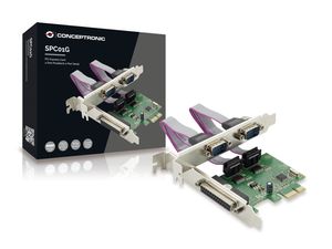 Conceptronic SPC01G 1 + 2 poorten Seriële/parallelle interfacekaart PCI-Express, Parallel (IEEE 1284), Serieel (9-pol.) PCIe