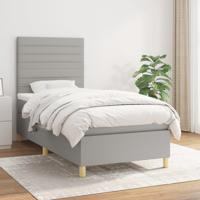 Boxspring met matras stof lichtgrijs 90x190 cm