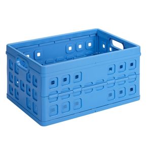 1x Vouwkratten/inklapbare boodschappenkratten blauw 46 liter