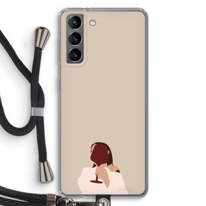 I drink wine: Samsung Galaxy S21 Transparant Hoesje met koord