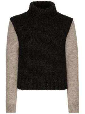 Dolce & Gabbana pull en maille épaisse à col montant - Noir