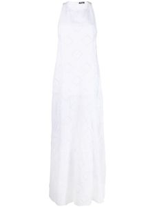 Kiton robe longue à détail de perforations - Blanc