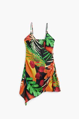 Tropische korte jurk - BLACK - L