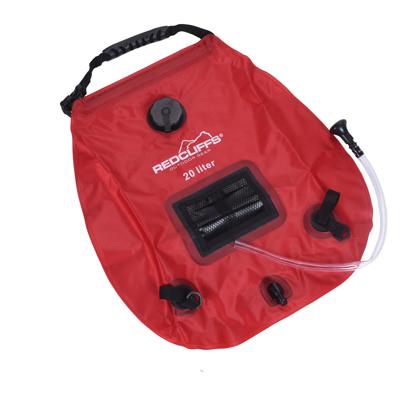 Mobiele buiten kampeer / camping douche waterzak- rood - 20 liter