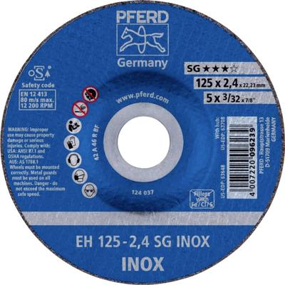 PFERD TOOLS EH 125-2,4 SG INOX 61341223 Doorslijpschijf gebogen 125 mm 25 stuk(s) RVS