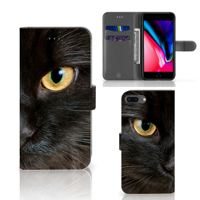 Apple iPhone 7 Plus | 8 Plus | Telefoonhoesje | Met pasjeshouder | Zwarte Kat