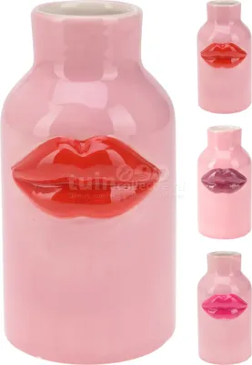 Vaas Lippen Keramiek Roze 15cm Assorti 1st