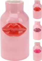 Vaas Lippen Keramiek Roze 15cm Assorti 1st