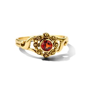 Ring Bloem geelgoud-granaat 0.30ct rood 9 mm