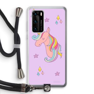 Roze eenhoorn: Huawei P40 Transparant Hoesje met koord