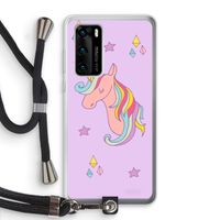 Roze eenhoorn: Huawei P40 Transparant Hoesje met koord