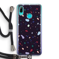 Dark Rounded Terrazzo: Huawei P Smart (2019) Transparant Hoesje met koord